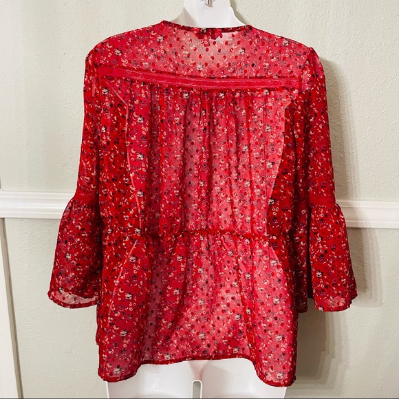 Lucky Brand  Floral Blouse 100% Polyester - Picture 4 of 6